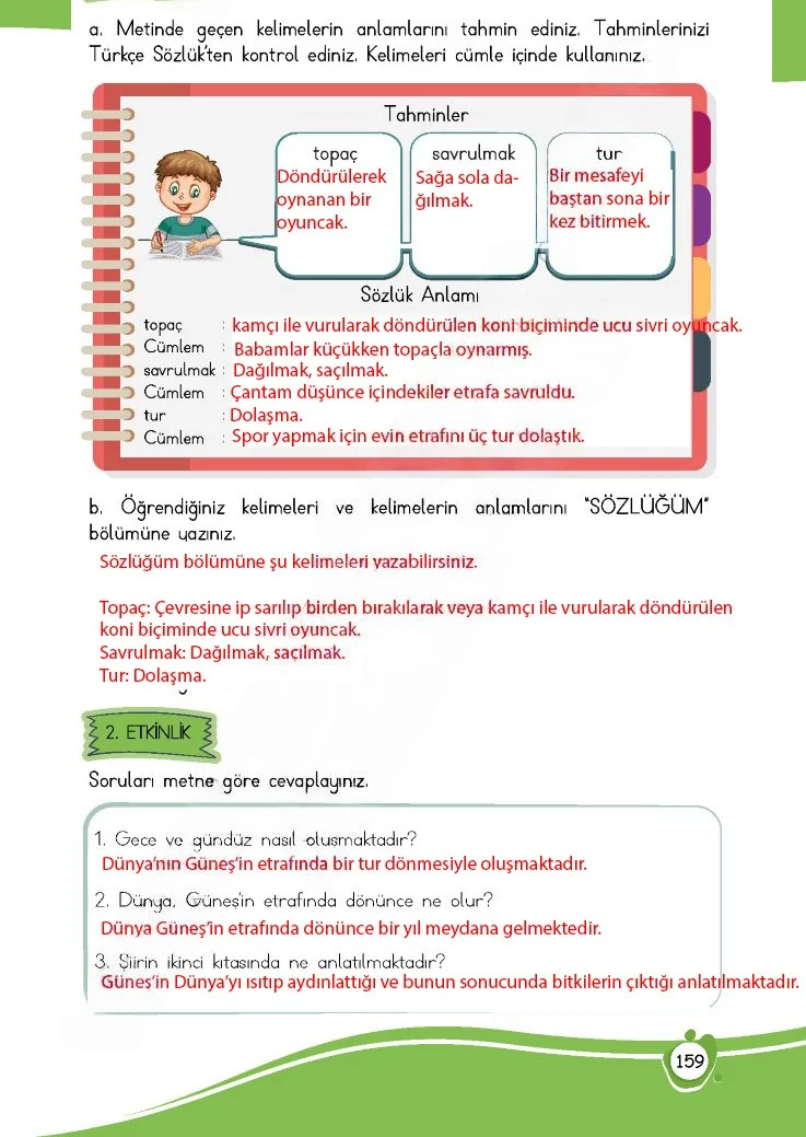 4. Sınıf Türkçe Ders Kitabı Cevapları Meb Yayınları 1 Sayfa 159 Çözüm Görseli