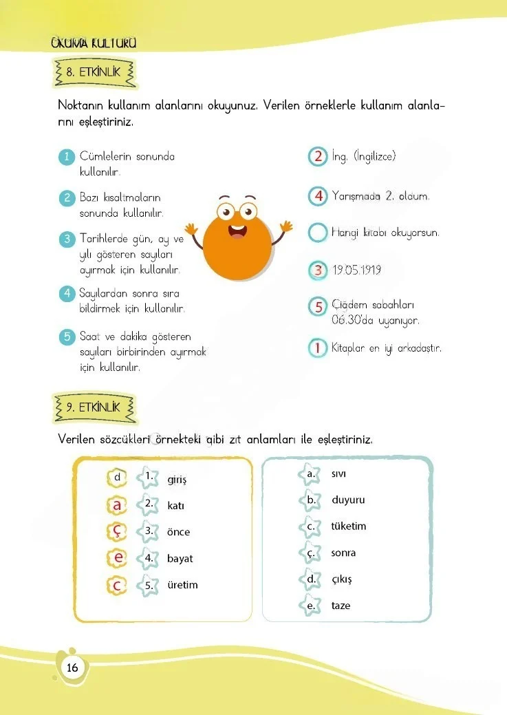 4. Sınıf Türkçe Ders Kitabı Cevapları Meb Yayınları 1 Sayfa 16 Çözüm Görseli