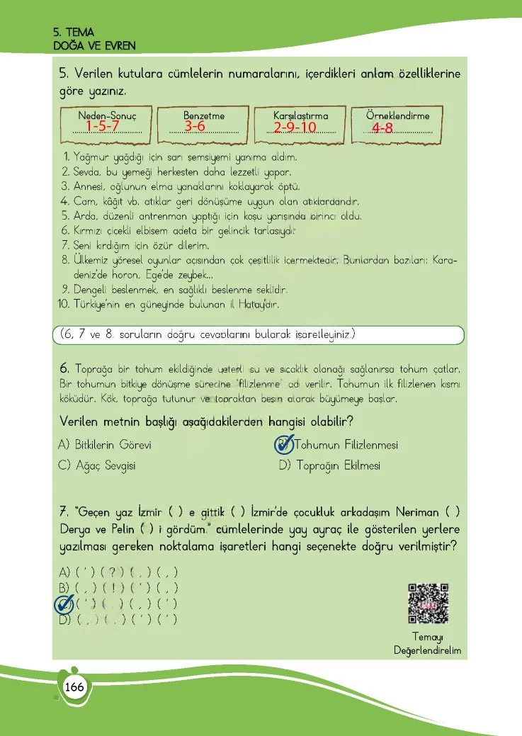 4. Sınıf Türkçe Ders Kitabı Cevapları Meb Yayınları 1 Sayfa 166 Çözüm Görseli