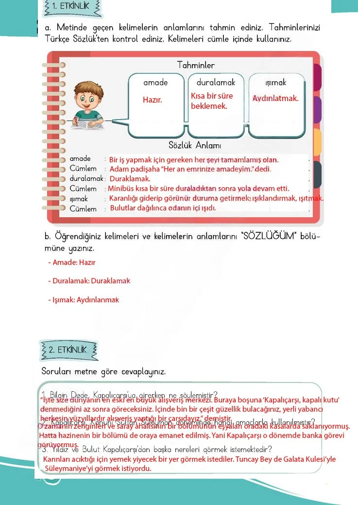 4. Sınıf Türkçe Ders Kitabı Cevapları Meb Yayınları 1 Sayfa 178 Çözüm Görseli