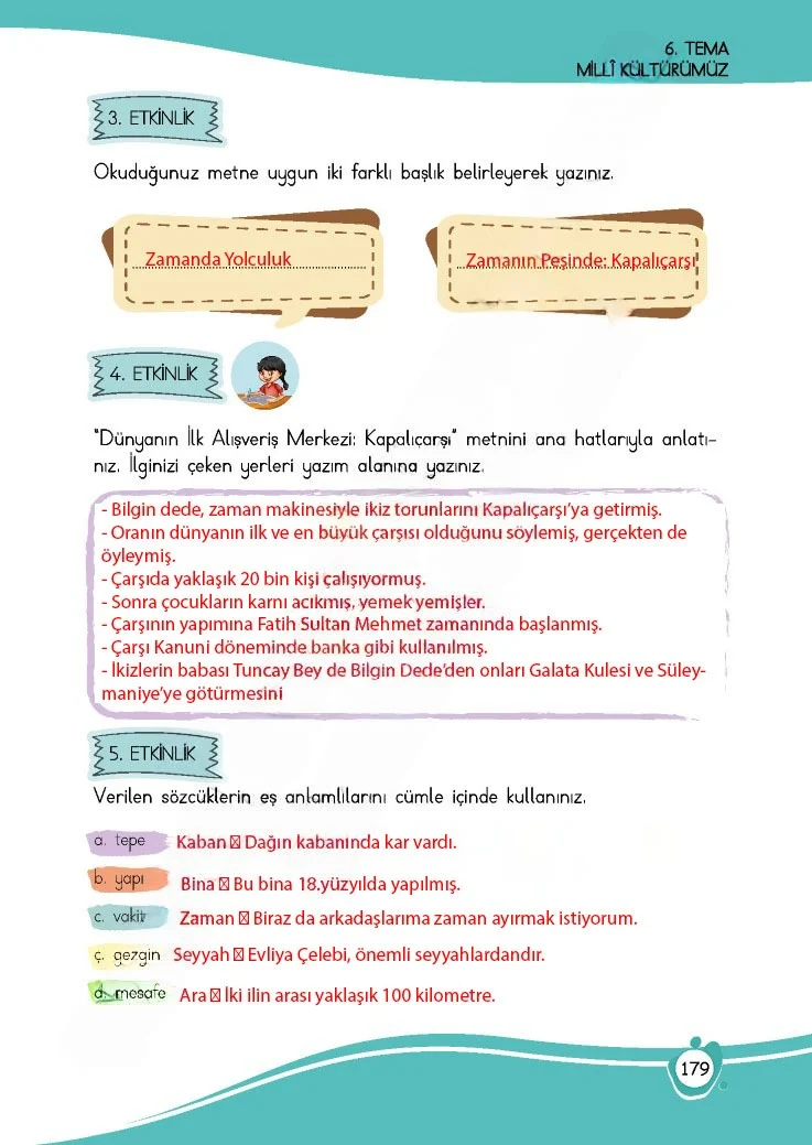 4. Sınıf Türkçe Ders Kitabı Cevapları Meb Yayınları 1 Sayfa 179 Çözüm Görseli