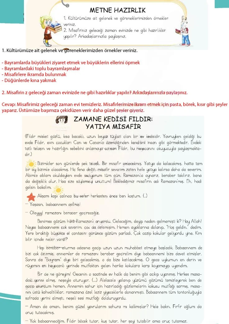 4. Sınıf Türkçe Ders Kitabı Cevapları Meb Yayınları 1 Sayfa 182 Çözüm Görseli