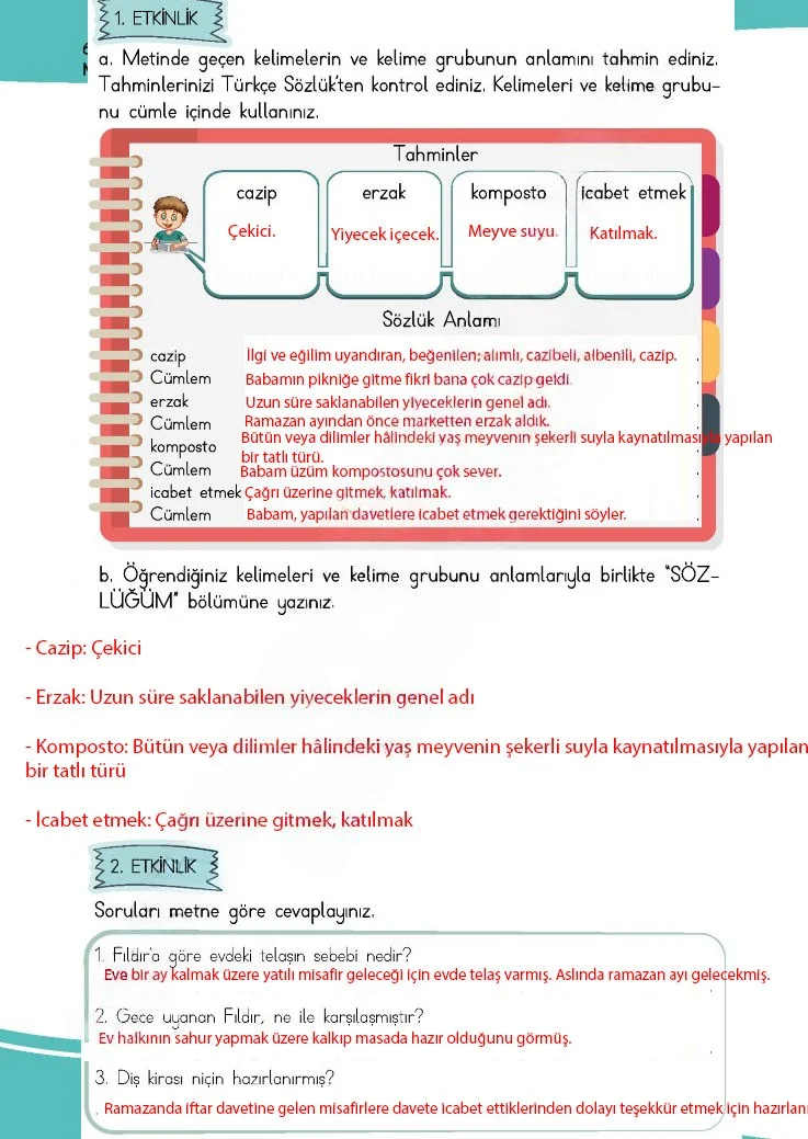 4. Sınıf Türkçe Ders Kitabı Cevapları Meb Yayınları 1 Sayfa 184 Çözüm Görseli
