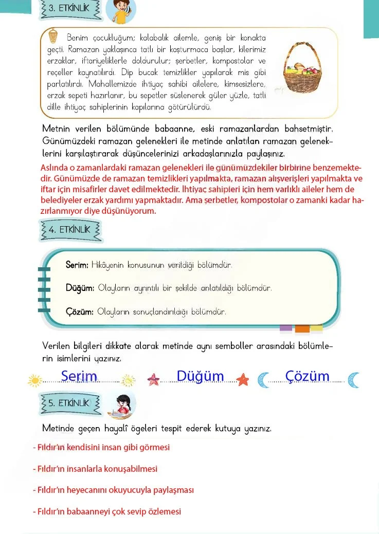 4. Sınıf Türkçe Ders Kitabı Cevapları Meb Yayınları 1 Sayfa 185 Çözüm Görseli