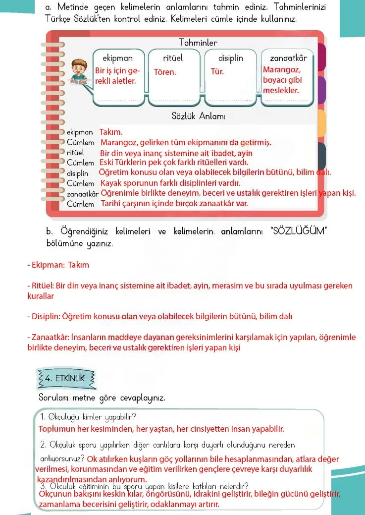 4. Sınıf Türkçe Ders Kitabı Cevapları Meb Yayınları 1 Sayfa 189 Çözüm Görseli