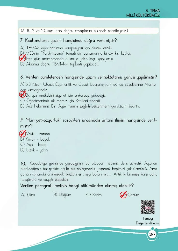 4. Sınıf Türkçe Ders Kitabı Cevapları Meb Yayınları 1 Sayfa 197 Çözüm Görseli