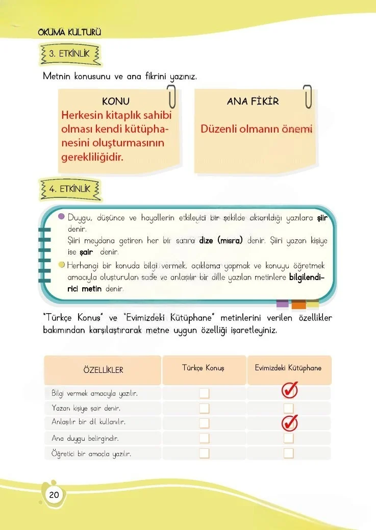 4. Sınıf Türkçe Ders Kitabı Cevapları Meb Yayınları 1 Sayfa 20 Çözüm Görseli