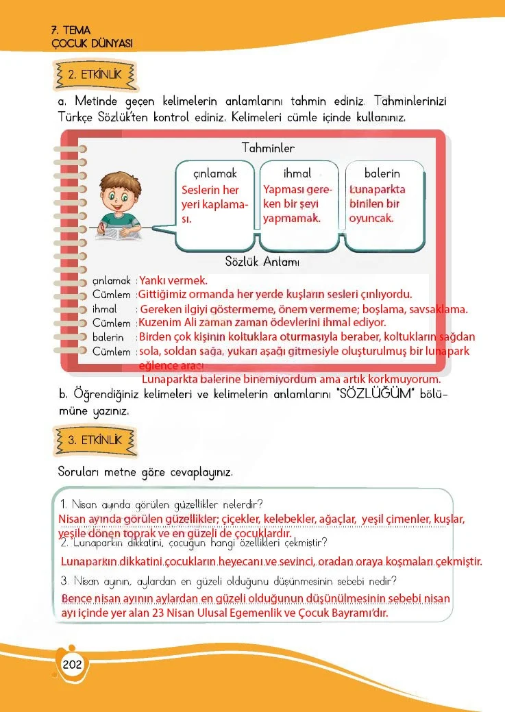 4. Sınıf Türkçe Ders Kitabı Cevapları Meb Yayınları 1 Sayfa 202 Çözüm Görseli