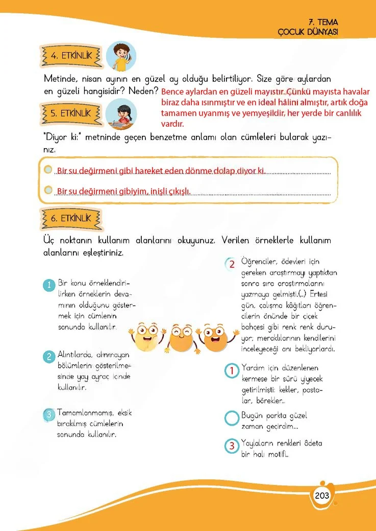 4. Sınıf Türkçe Ders Kitabı Cevapları Meb Yayınları 1 Sayfa 203 Çözüm Görseli