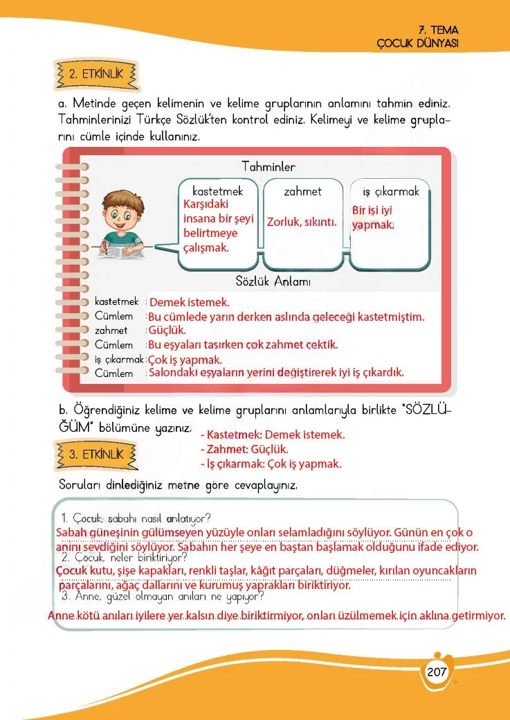 4. Sınıf Türkçe Ders Kitabı Cevapları Meb Yayınları 1 Sayfa 207 Çözüm Görseli