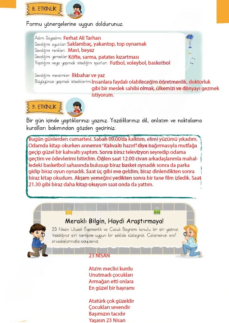 4. Sınıf Türkçe Ders Kitabı Cevapları Meb Yayınları 1 Sayfa 209 Çözüm Görseli