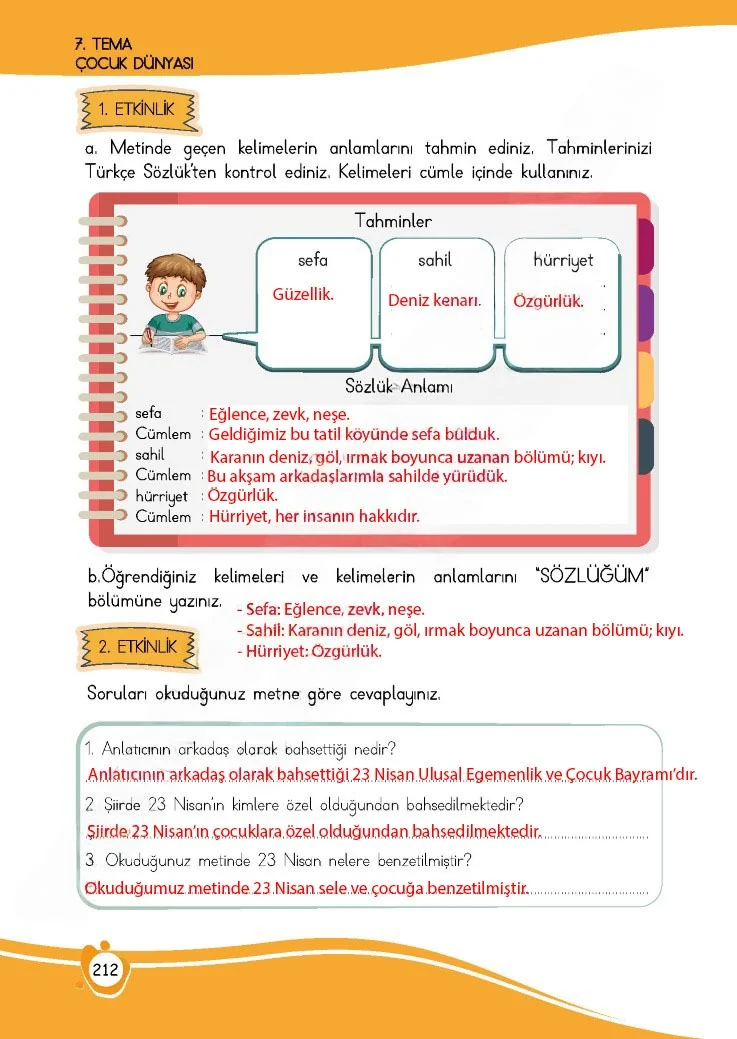 4. Sınıf Türkçe Ders Kitabı Cevapları Meb Yayınları 1 Sayfa 212 Çözüm Görseli