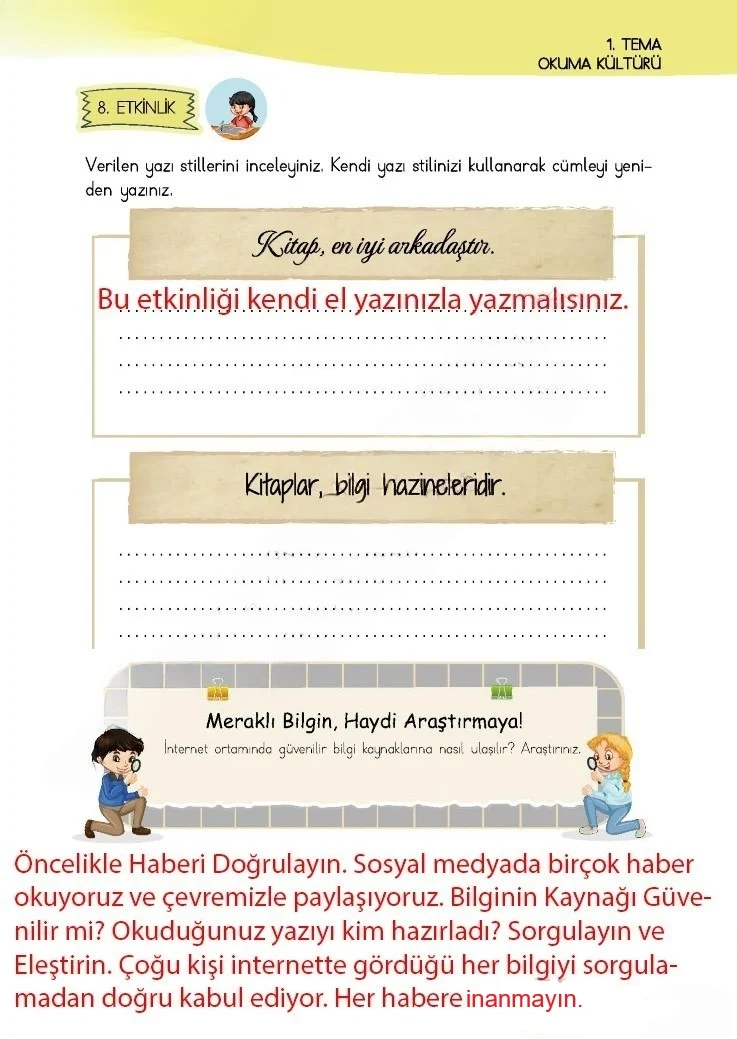 4. Sınıf Türkçe Ders Kitabı Cevapları Meb Yayınları 1 Sayfa 23 Çözüm Görseli