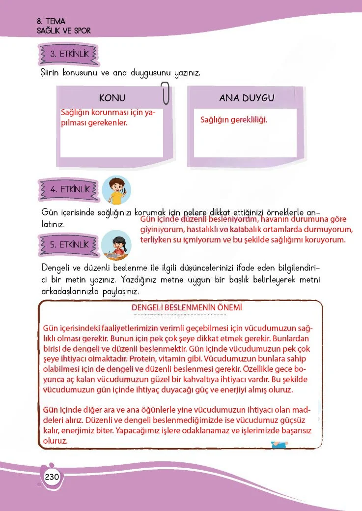 4. Sınıf Türkçe Ders Kitabı Cevapları Meb Yayınları 1 Sayfa 230 Çözüm Görseli