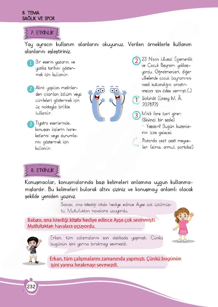 4. Sınıf Türkçe Ders Kitabı Cevapları Meb Yayınları 1 Sayfa 232 Çözüm Görseli