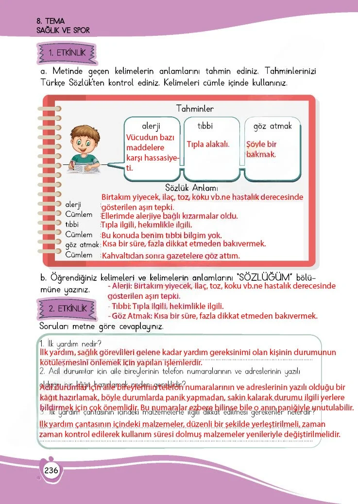 4. Sınıf Türkçe Ders Kitabı Cevapları Meb Yayınları 1 Sayfa 236 Çözüm Görseli