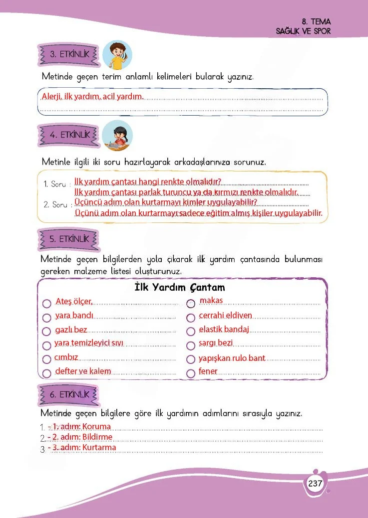 4. Sınıf Türkçe Ders Kitabı Cevapları Meb Yayınları 1 Sayfa 237 Çözüm Görseli