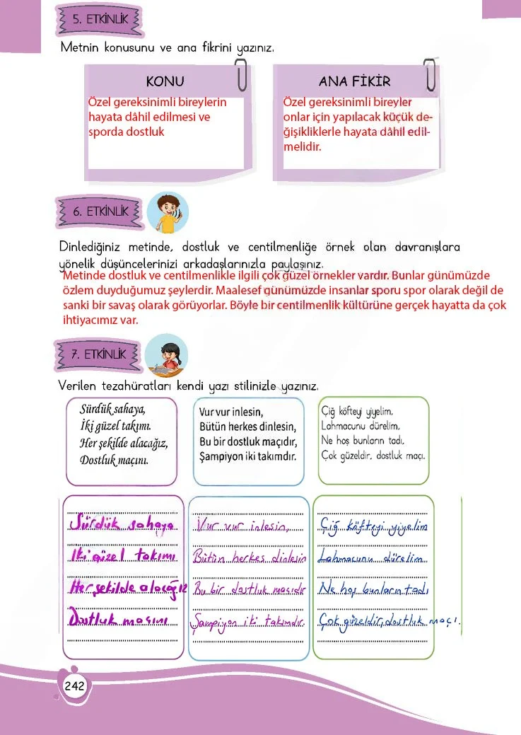 4. Sınıf Türkçe Ders Kitabı Cevapları Meb Yayınları 1 Sayfa 242 Çözüm Görseli