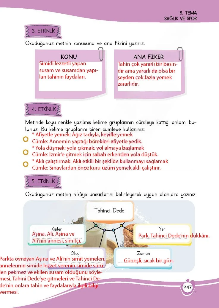 4. Sınıf Türkçe Ders Kitabı Cevapları Meb Yayınları 1 Sayfa 247 Çözüm Görseli