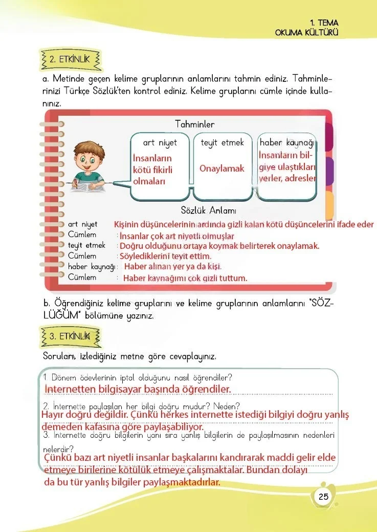 4. Sınıf Türkçe Ders Kitabı Cevapları Meb Yayınları 1 Sayfa 25 Çözüm Görseli