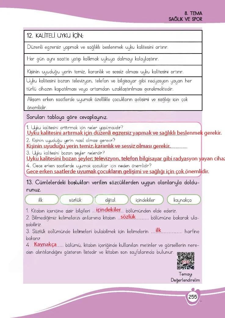 4. Sınıf Türkçe Ders Kitabı Cevapları Meb Yayınları 1 Sayfa 255 Çözüm Görseli