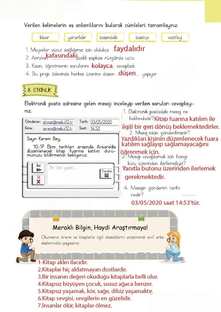 4. Sınıf Türkçe Ders Kitabı Cevapları Meb Yayınları 1 Sayfa 27 Çözüm Görseli
