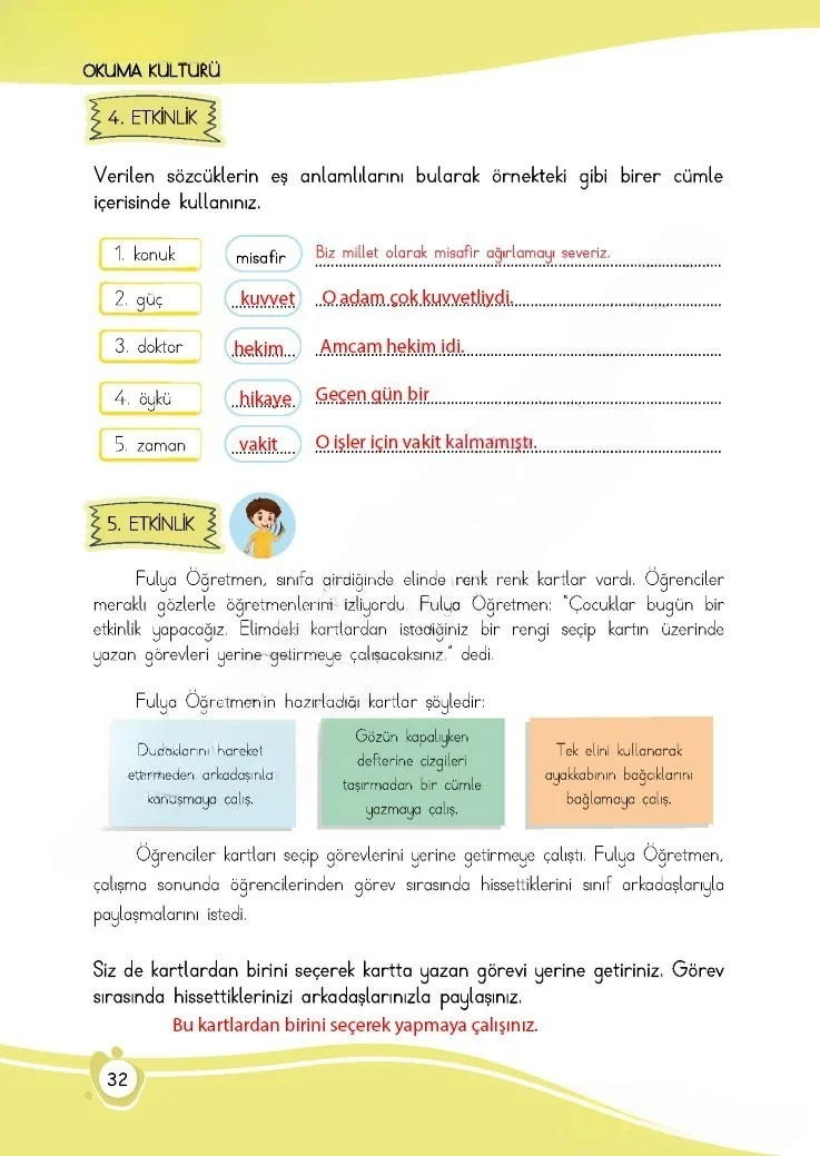 4. Sınıf Türkçe Ders Kitabı Cevapları Meb Yayınları 1 Sayfa 32 Çözüm Görseli