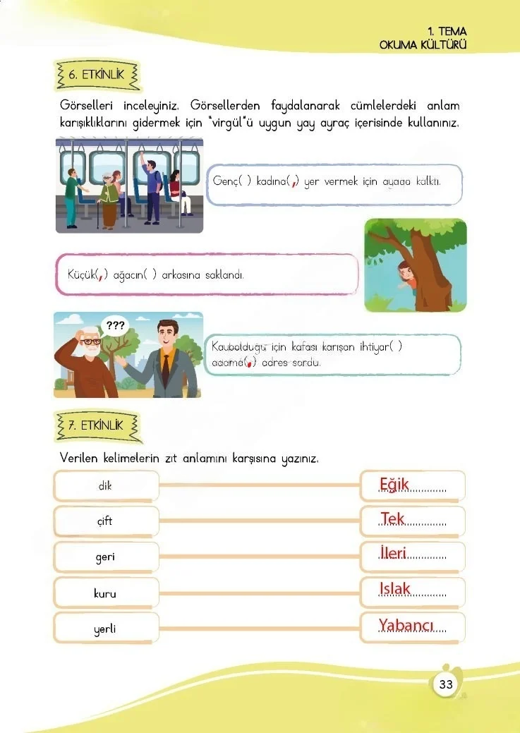4. Sınıf Türkçe Ders Kitabı Cevapları Meb Yayınları 1 Sayfa 33 Çözüm Görseli