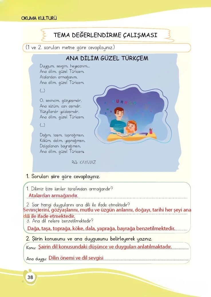 4. Sınıf Türkçe Ders Kitabı Cevapları Meb Yayınları 1 Sayfa 38 Çözüm Görseli