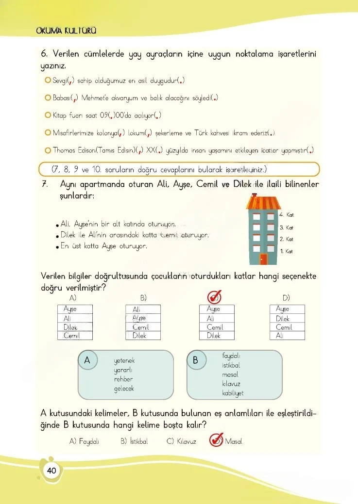 4. Sınıf Türkçe Ders Kitabı Cevapları Meb Yayınları 1 Sayfa 40 Çözüm Görseli