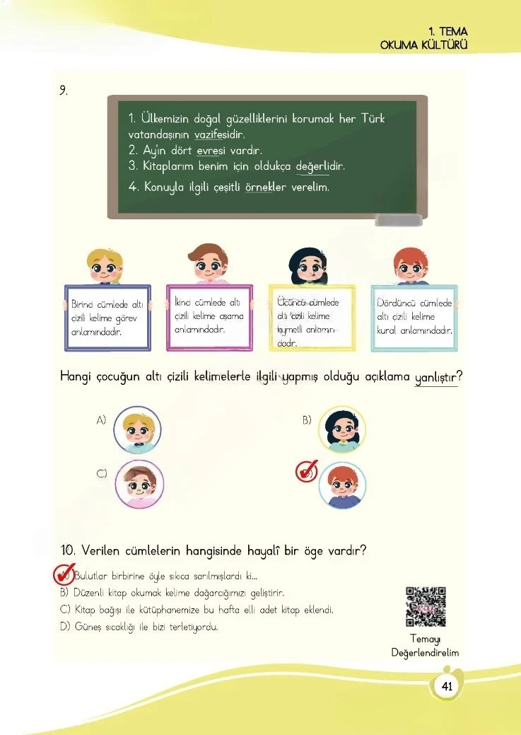 4. Sınıf Türkçe Ders Kitabı Cevapları Meb Yayınları 1 Sayfa 41 Çözüm Görseli