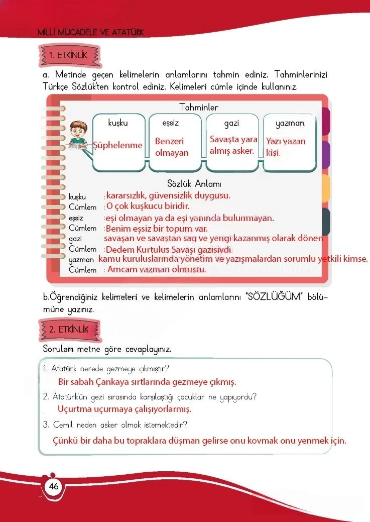 4. Sınıf Türkçe Ders Kitabı Cevapları Meb Yayınları 1 Sayfa 46 Çözüm Görseli