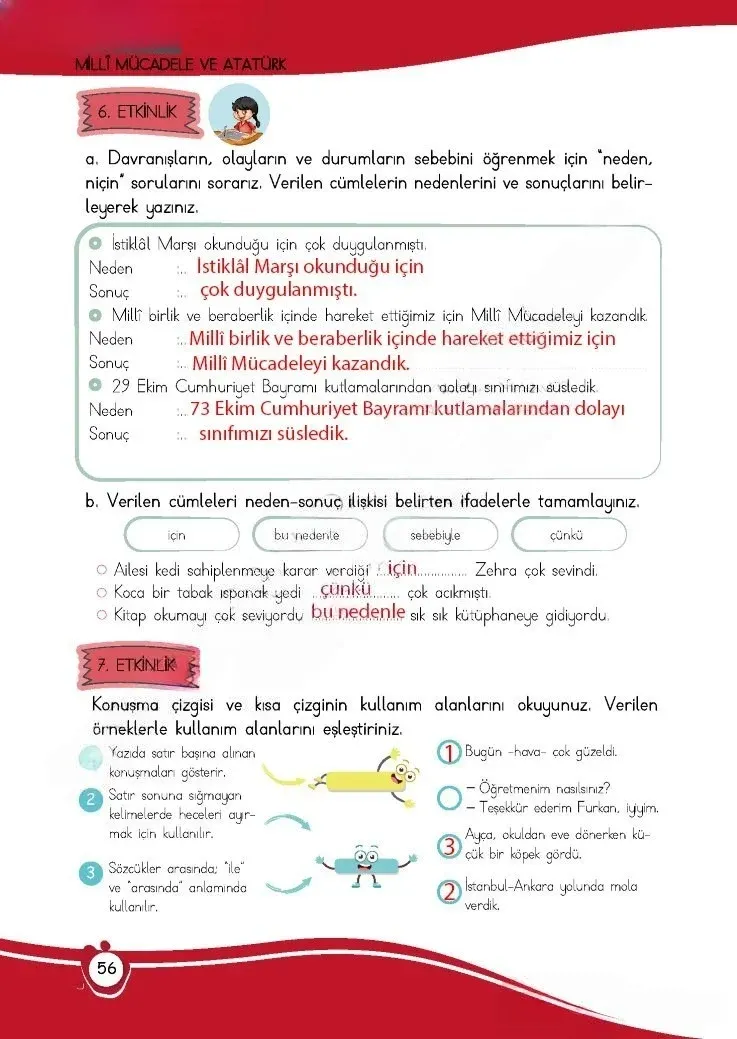 4. Sınıf Türkçe Ders Kitabı Cevapları Meb Yayınları 1 Sayfa 56 Çözüm Görseli