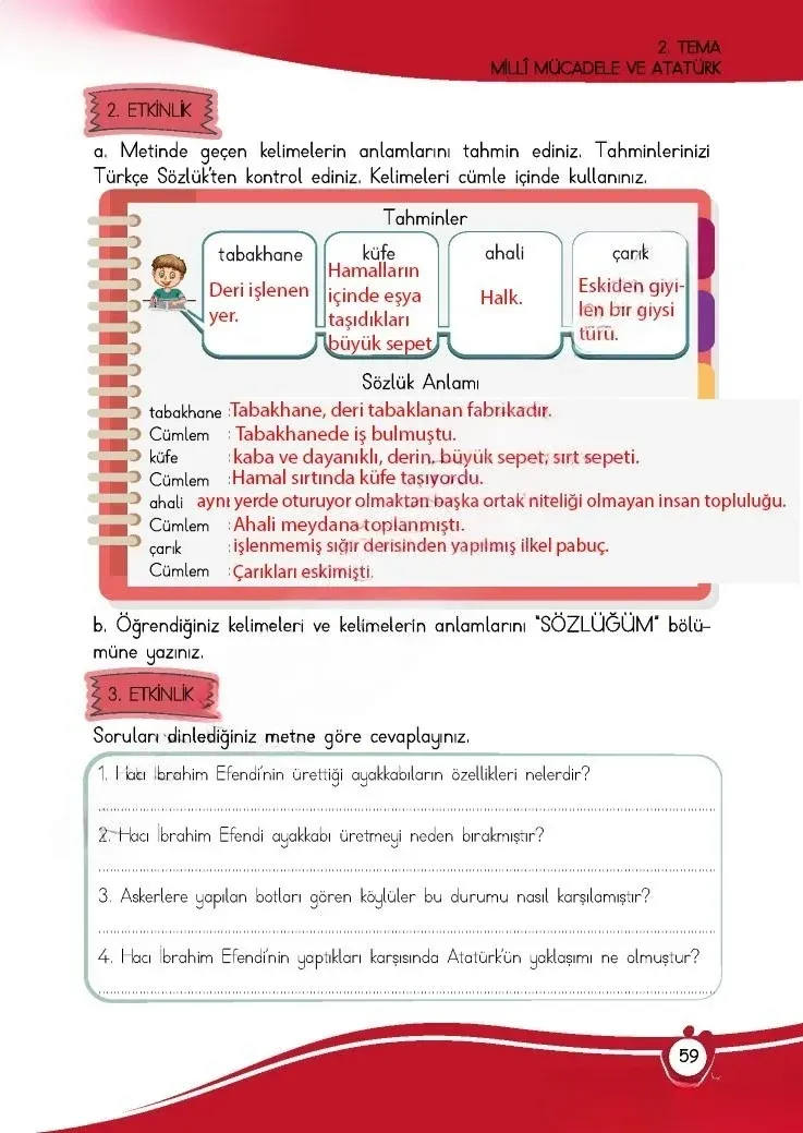4. Sınıf Türkçe Ders Kitabı Cevapları Meb Yayınları 1 Sayfa 59 Çözüm Görseli
