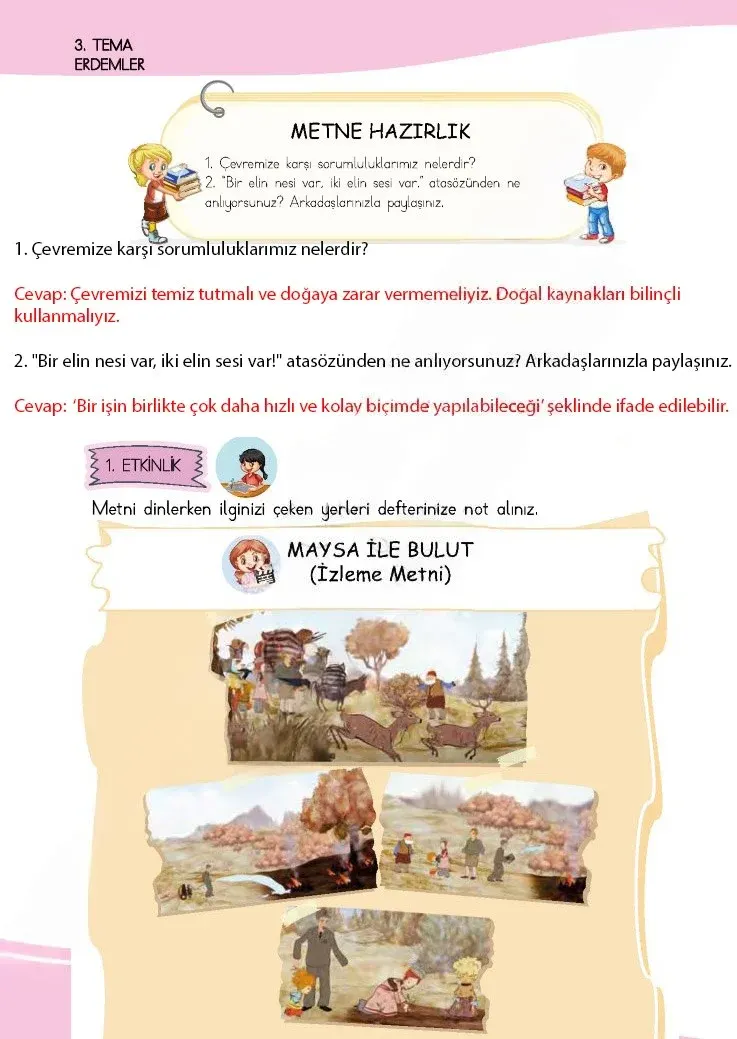 4. Sınıf Türkçe Ders Kitabı Cevapları Meb Yayınları 1 Sayfa 84 Çözüm Görseli