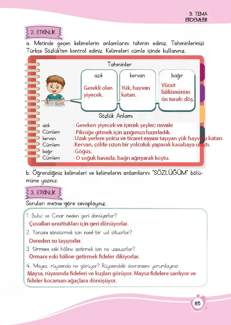 4. Sınıf Türkçe Ders Kitabı Cevapları Meb Yayınları 1 Sayfa 85 Çözüm Görseli