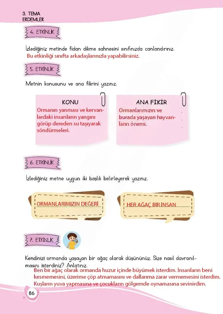 4. Sınıf Türkçe Ders Kitabı Cevapları Meb Yayınları 1 Sayfa 86 Çözüm Görseli