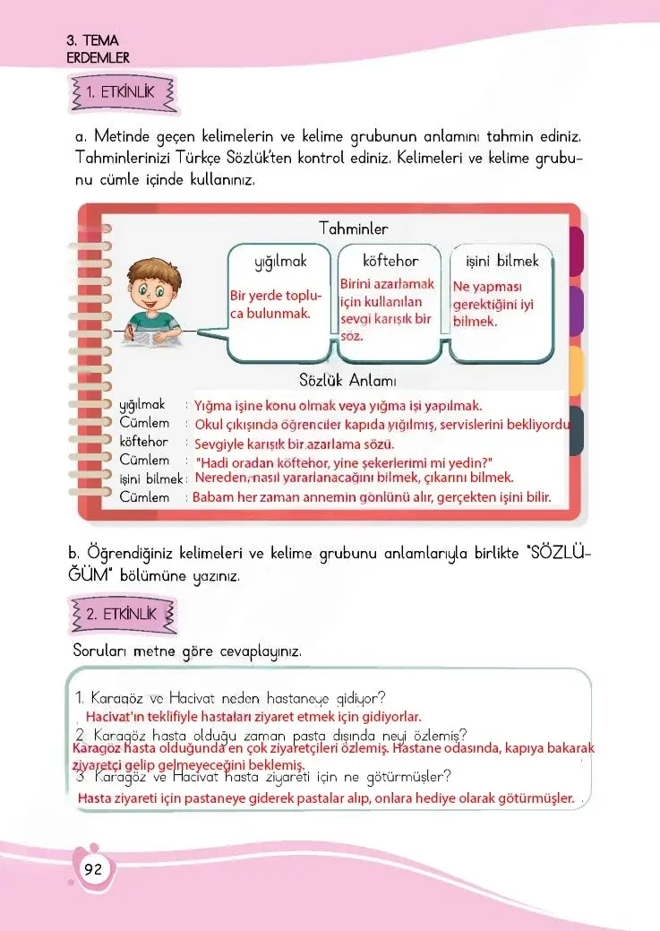 4. Sınıf Türkçe Ders Kitabı Cevapları Meb Yayınları 1 Sayfa 92 Çözüm Görseli