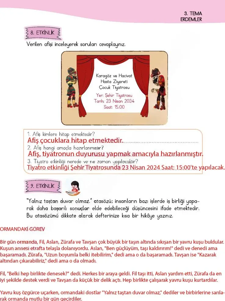 4. Sınıf Türkçe Ders Kitabı Cevapları Meb Yayınları 1 Sayfa 95 Çözüm Görseli