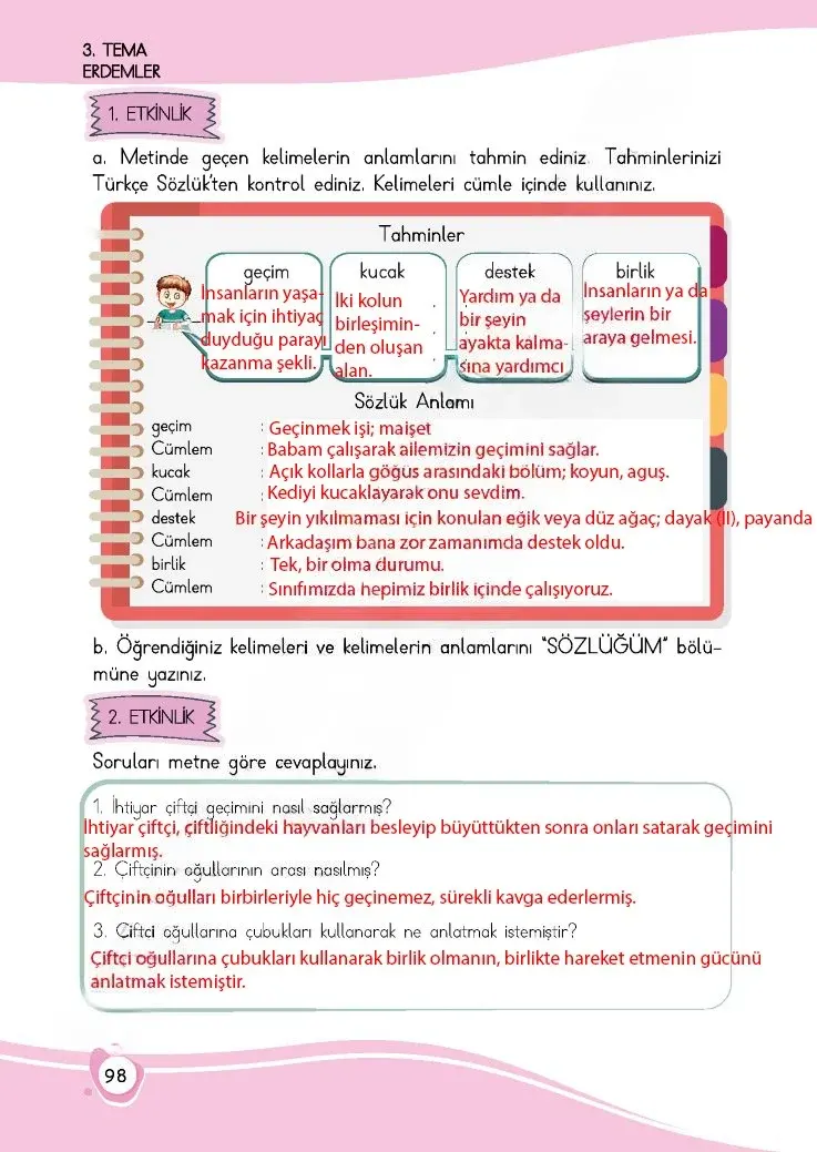 4. Sınıf Türkçe Ders Kitabı Cevapları Meb Yayınları 1 Sayfa 98 Çözüm Görseli