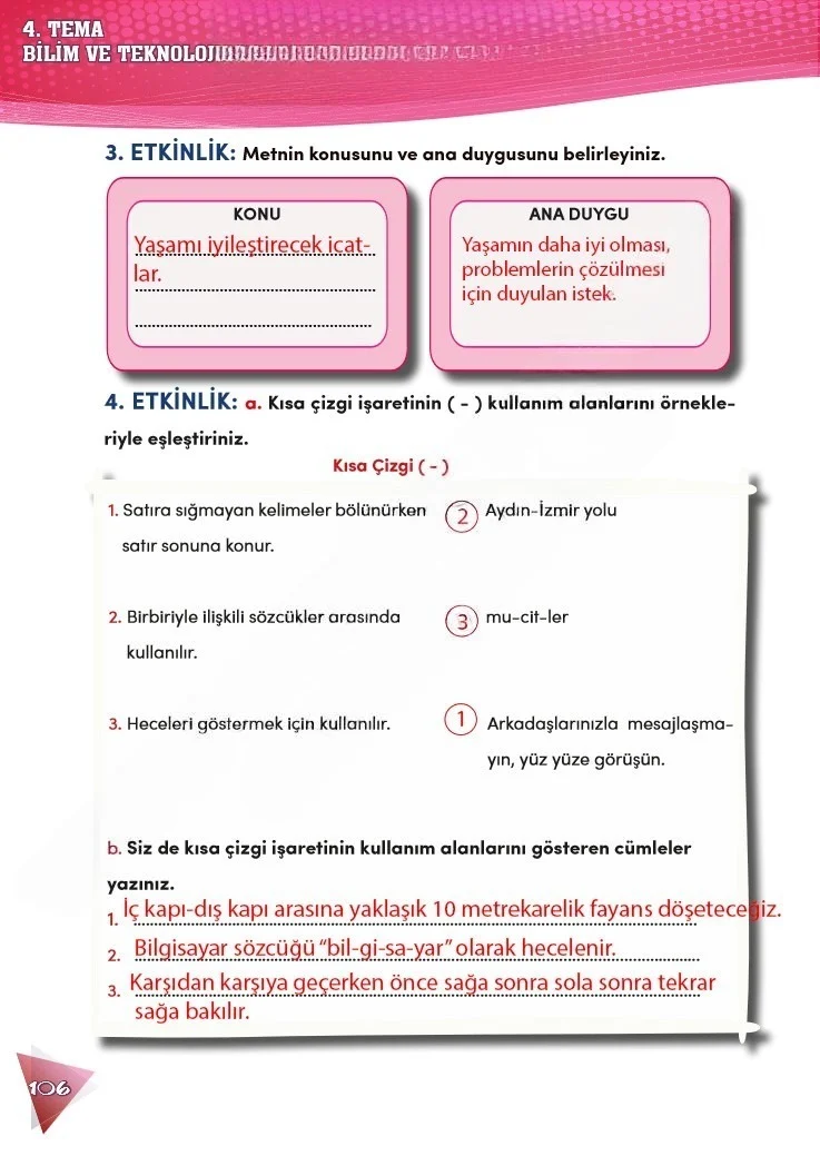 4. Sınıf Türkçe Ders Kitabı Cevapları Meb Yayınları 2 Sayfa 106 Çözüm Görseli
