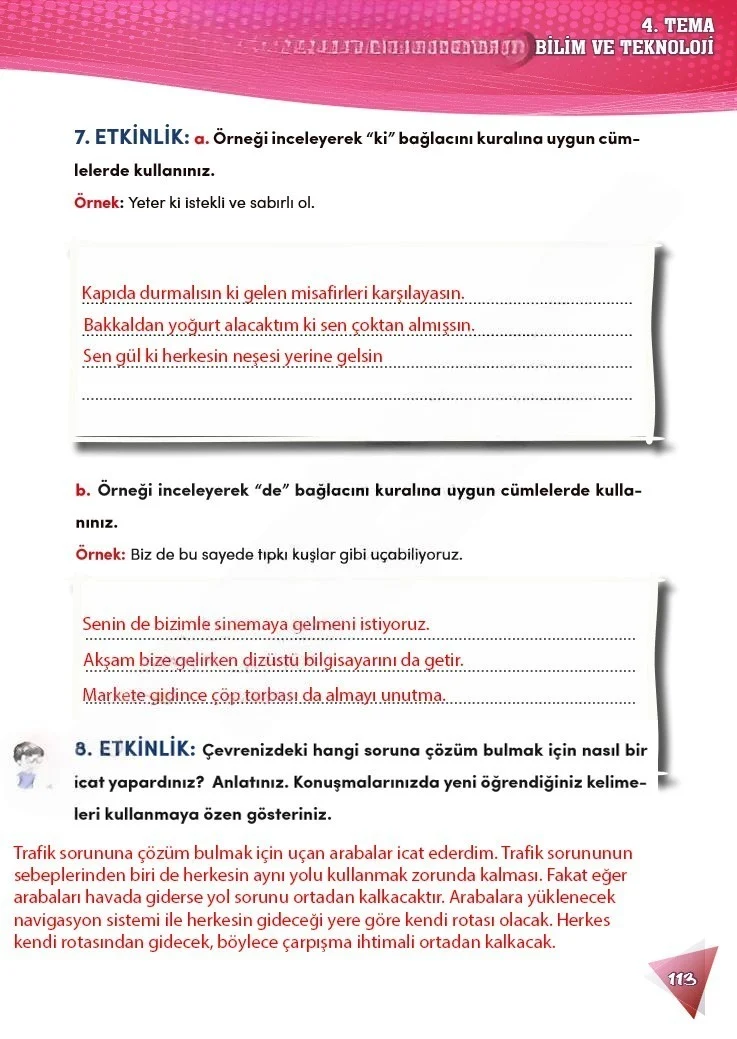 4. Sınıf Türkçe Ders Kitabı Cevapları Meb Yayınları 2 Sayfa 113 Çözüm Görseli