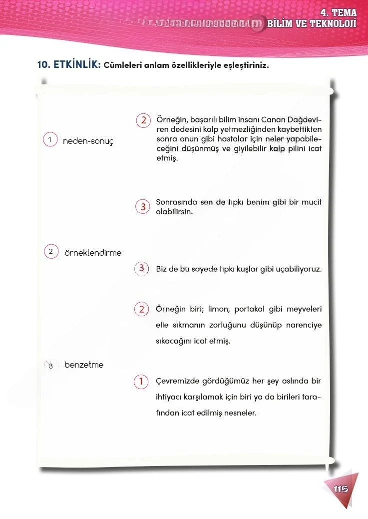 4. Sınıf Türkçe Ders Kitabı Cevapları Meb Yayınları 2 Sayfa 115 Çözüm Görseli