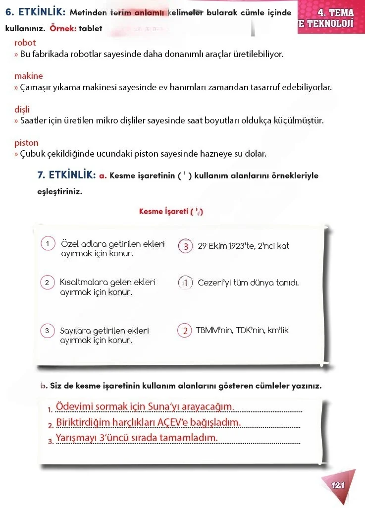 4. Sınıf Türkçe Ders Kitabı Cevapları Meb Yayınları 2 Sayfa 121 Çözüm Görseli