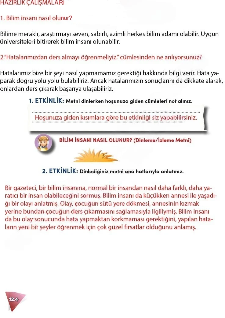 4. Sınıf Türkçe Ders Kitabı Cevapları Meb Yayınları 2 Sayfa 124 Çözüm Görseli