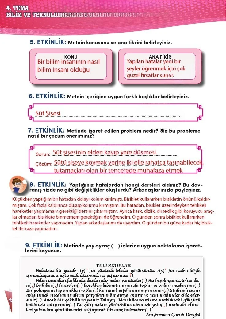 4. Sınıf Türkçe Ders Kitabı Cevapları Meb Yayınları 2 Sayfa 126 Çözüm Görseli