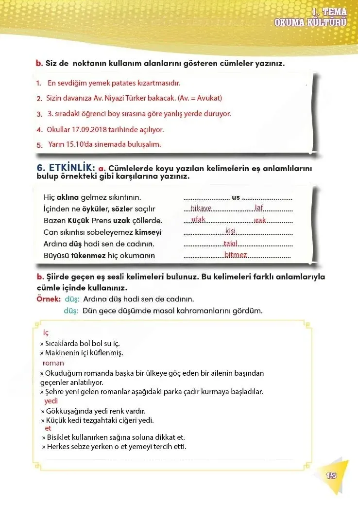 4. Sınıf Türkçe Ders Kitabı Cevapları Meb Yayınları 2 Sayfa 15 Çözüm Görseli