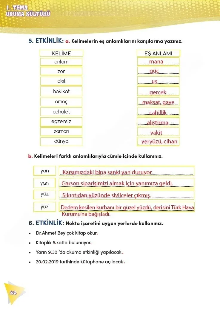 4. Sınıf Türkçe Ders Kitabı Cevapları Meb Yayınları 2 Sayfa 22 Çözüm Görseli