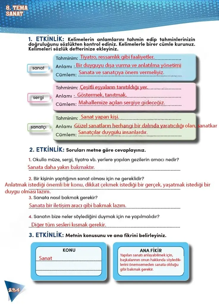 4. Sınıf Türkçe Ders Kitabı Cevapları Meb Yayınları 2 Sayfa 234 Çözüm Görseli