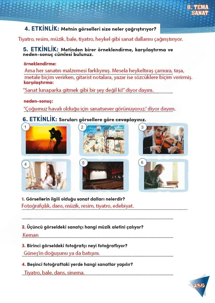 4. Sınıf Türkçe Ders Kitabı Cevapları Meb Yayınları 2 Sayfa 235 Çözüm Görseli